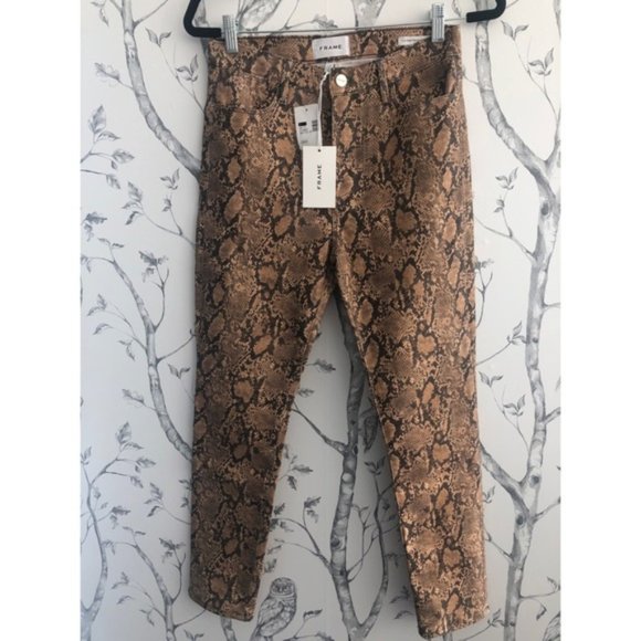 FRAME Le High Skinny Crop Coated Python 27 - Picture 4 of 4